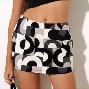 Geometric Black and White Skirt